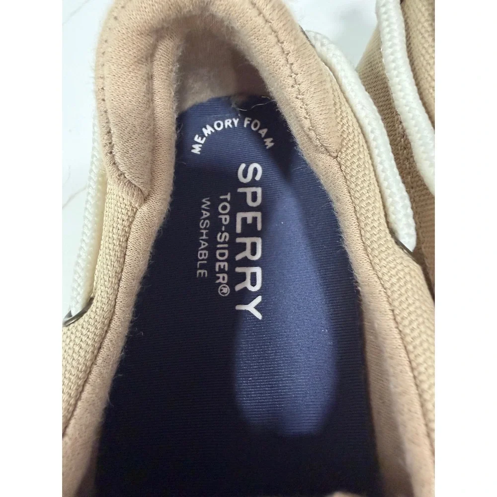 Sperry Top-Sider Washable Tan Canvas Boat Shoes Mens 5M Womens 6.5 Memory Foam